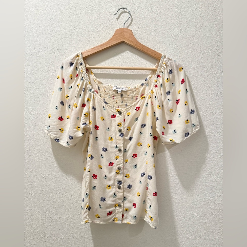 Madewell Cream Flutter Sleeve Blouse